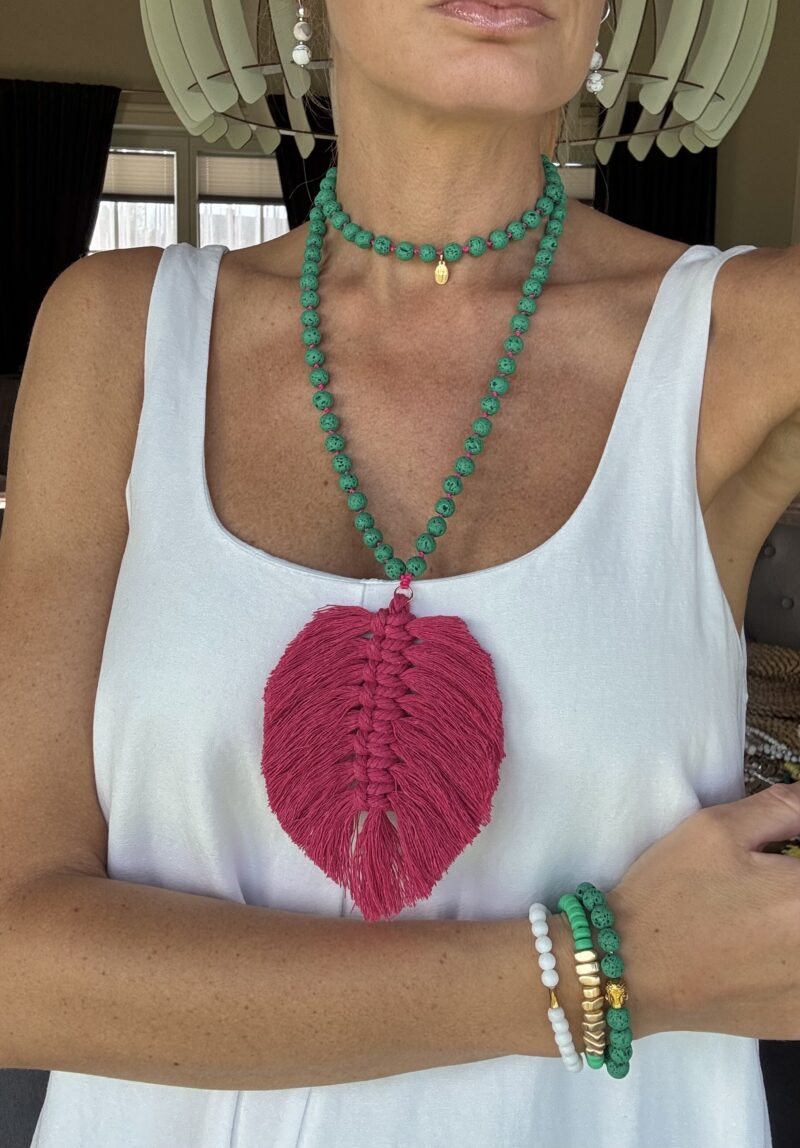 Macrame Tassel "Grass & Fuchsia" - Image 2
