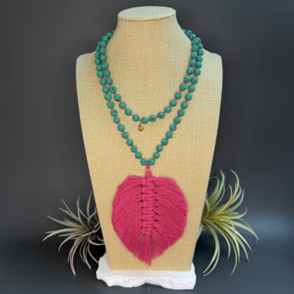 Macrame Tassel "Grass & Fuchsia"