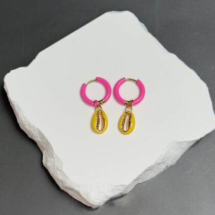 Kõrvarõngad "Fucshia Yellow Shell"