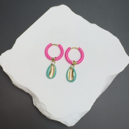 Kõrvarõngas "Fucshia Turqouise Shell"