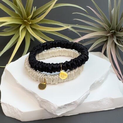 Siidist juuksekummid "Black & Beige"