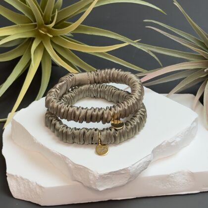 Siidist juuksekummid "Khaki & Taupe"