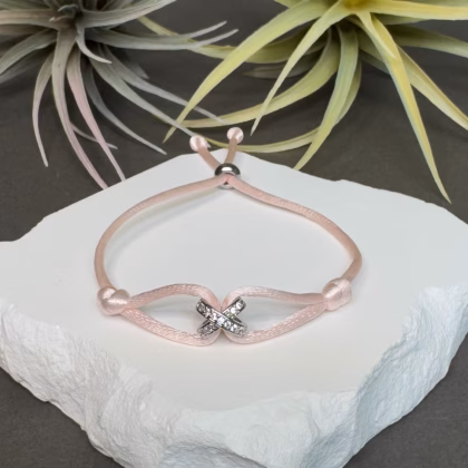 Satiinpael "Pink Silver Cross"