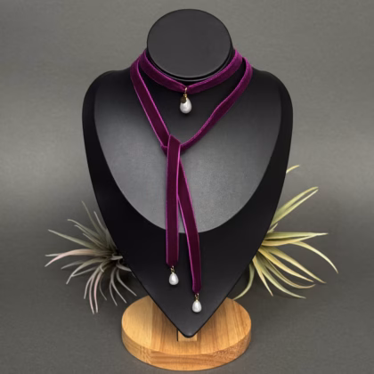 Bowknot Choker "Grape Gold"