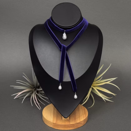 Bowknot Choker "Plum Silver"