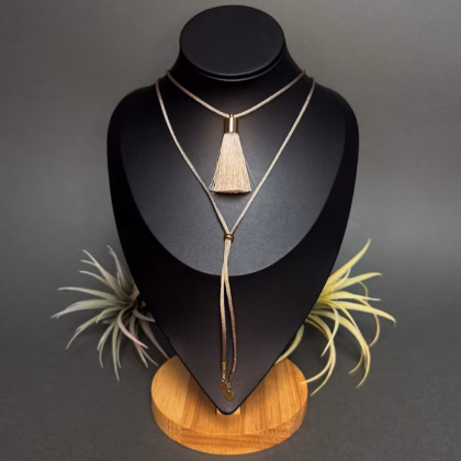 Satiin Choket "Cream Tassel"