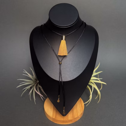 Satiin Choker "Mustard Tassel"