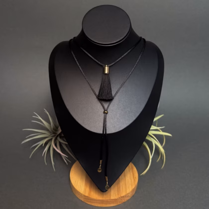 Satiin Choker "Black Tassel"