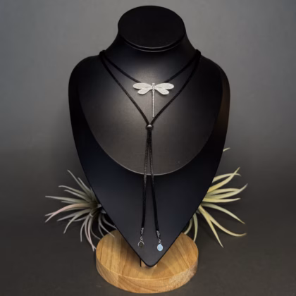 Satiin Choker "Silver Dragonfly"