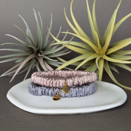 Siidist juuksekummid "Pink & Grey"