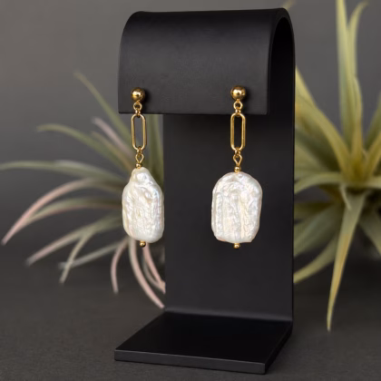 Kõrvarõngas "Golden Flat Pearls"