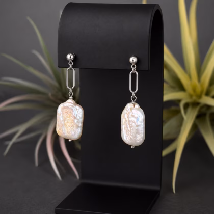 Kõrvarüngad "Silver Flat Pearls"